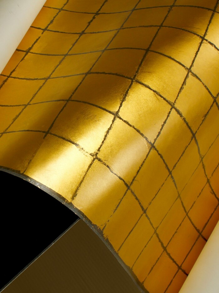 Gold Metal Leaf with Large Black Grid Remnant - PM700