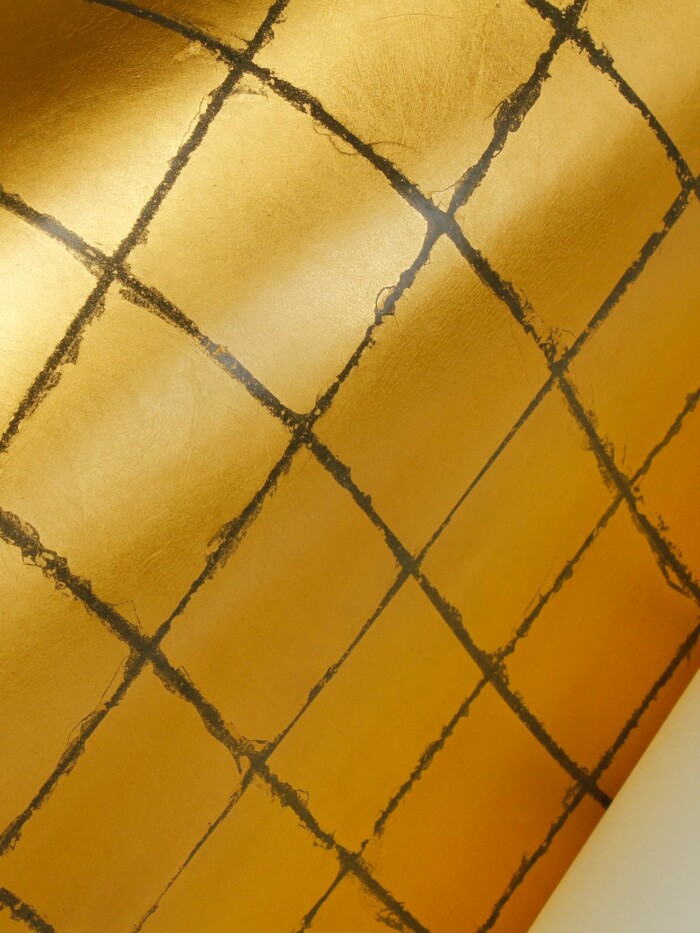 Gold Metal Leaf with Large Black Grid Remnant - PM700 - Image 2