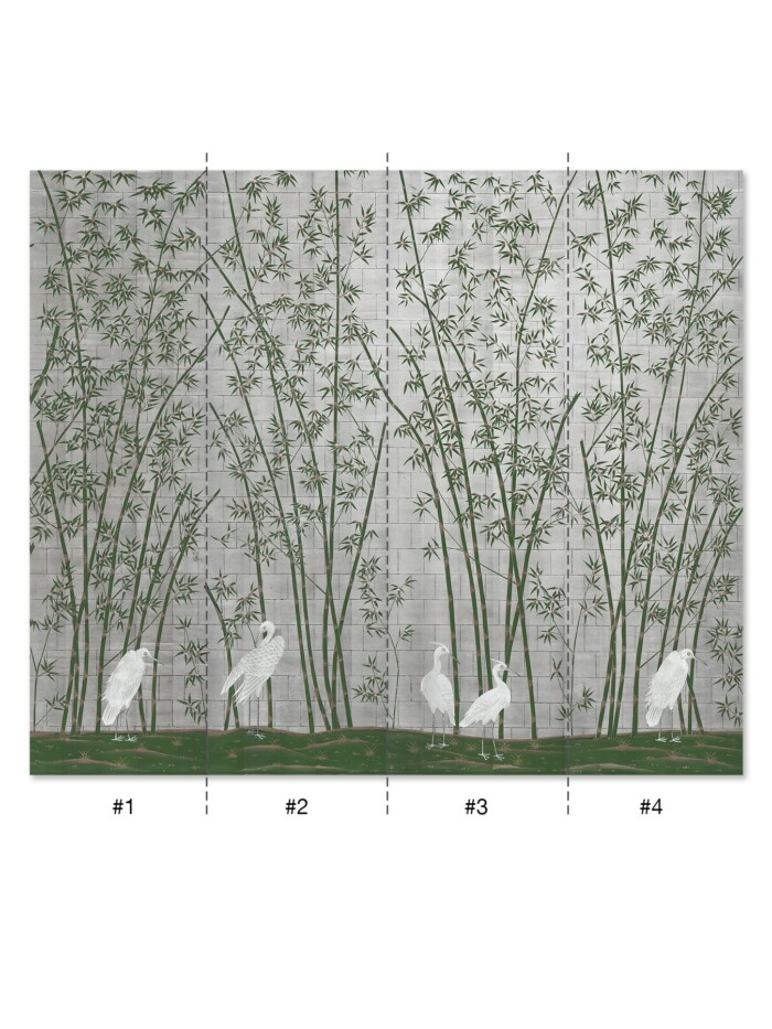 Bamboo & Cranes Green