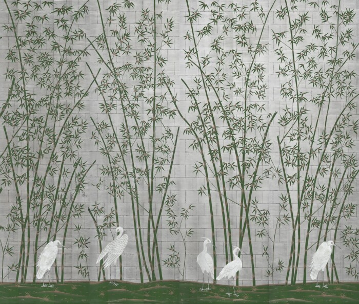 Bamboo & Cranes Green - Image 3